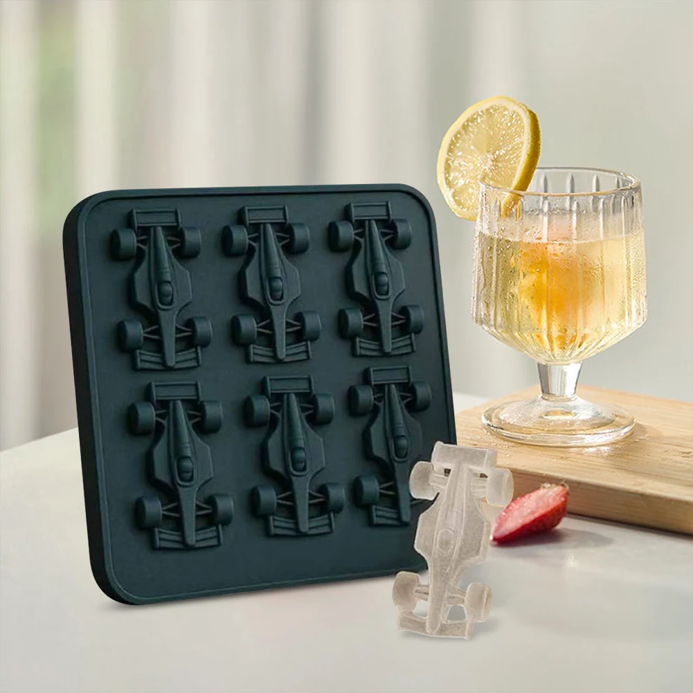 3D Formula Baking Mould Tray with 6-Cavity DIY Baking Tool Car Silicone Ice Cube for Kids Chocolate Cake Dessert Candy Pastry