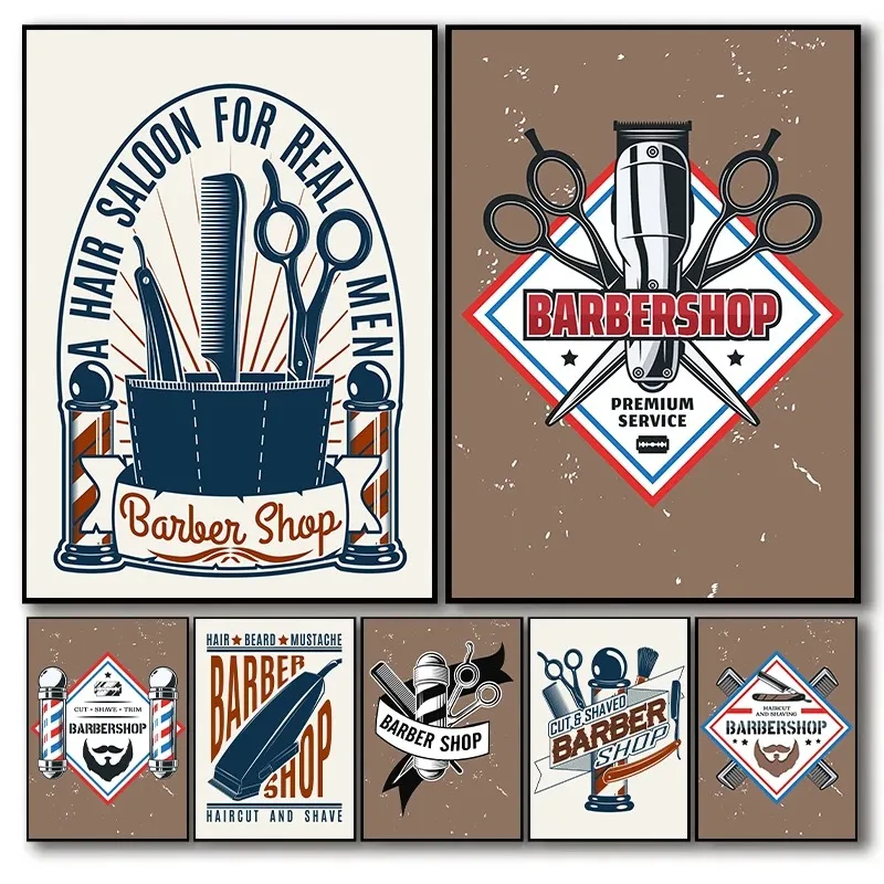 

Винтажные постеры для парикмахерской, инструменты для парикмахерской, печать на холсте, Настенная картина для гостиной, украшение для дома