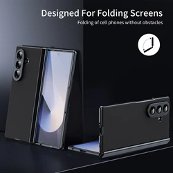 Premium Matte Vacuum Plated Drop - Resistant Phone Case with Hinge Protection and Full Front Glass Film - Galaxy Z Fold4 (Black)