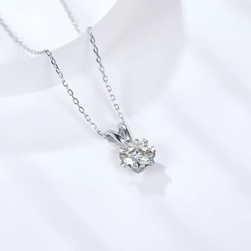 On Sale Moissanite Necklace 1ct Diamond Pendant For Women Flower Design S925 Sterling Silver Blue Green Pink Red Yellow Stone