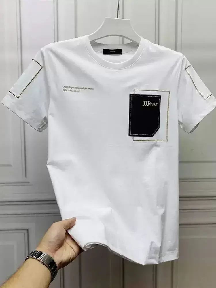 

Man Tee Shirts O Neck T Shirt for Men Alphabet Top White Embroidery Korean Popular Clothes Ordinary Trendyol Chic Stylish Hot Xl
