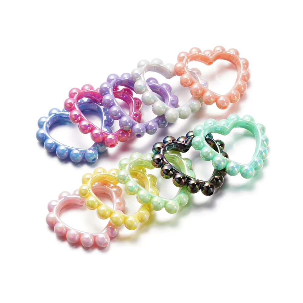 

5pcs/Lot Mixed Acrylic Love Heart Beads Frame Connectors for Jewelry Making Accessories DIY Bracelet Earrings Wholesale