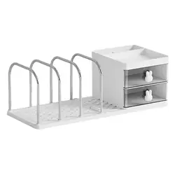 Multifunctional Desk Organizer and Pen Holder with Bookends for Office and Home Essentials (Yellow)