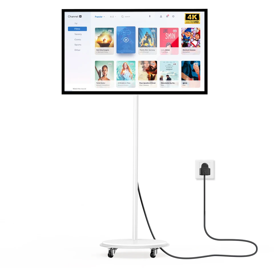 Portable Smart Monitor with Touch Screen and Wheels