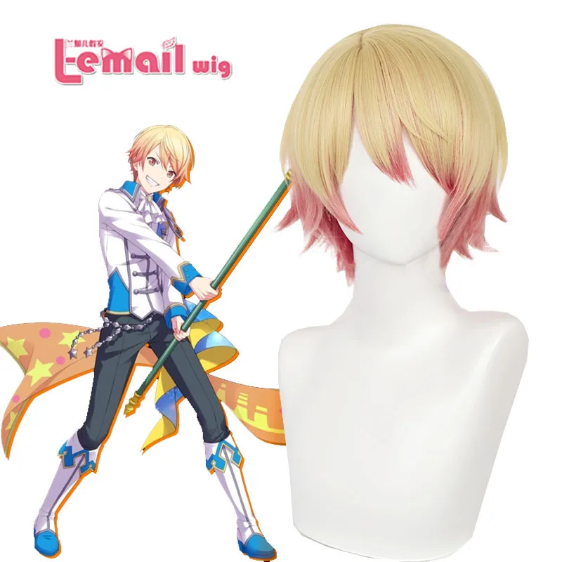 

L-email Wig Synthetic Hair Project Sekai Colorful Stag Tenma Tsukasa Cosplay Wigs 30cm Blond Mixed Red Heat Resistant Women Wigs