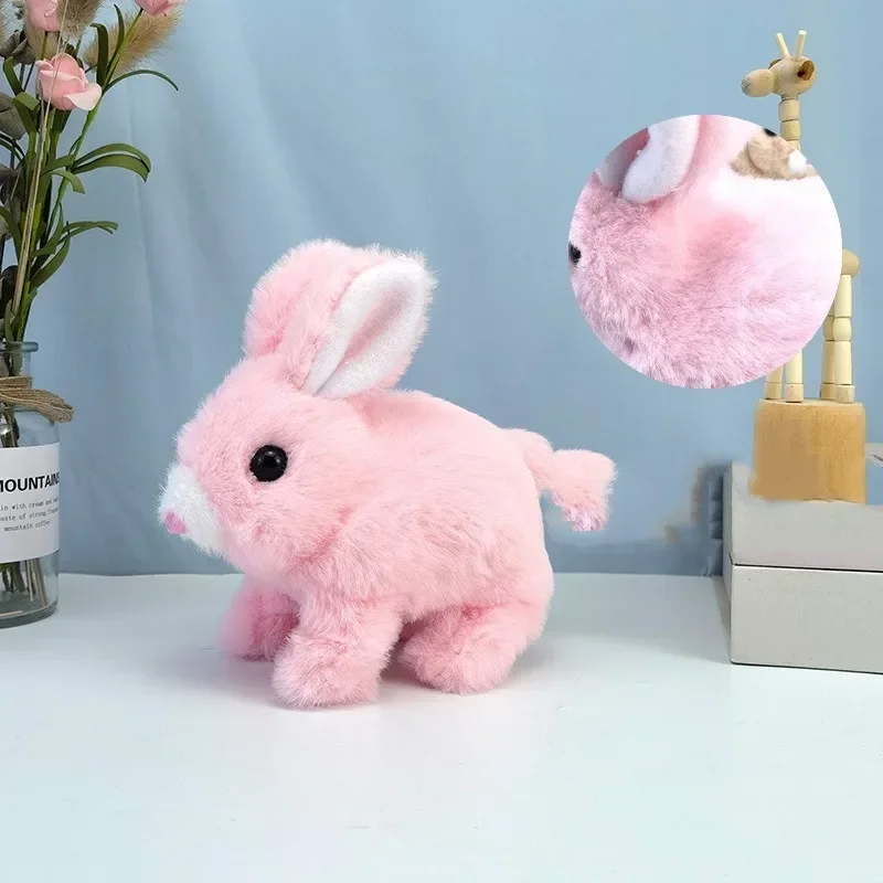 봉제 전자 토끼 로봇 장난감, 전동 토끼 걷기, 점프하기, 귀 흔드는 기능, 어린이 생일 크리스마스 선물, 아이들을 위한 놀이 장난감
