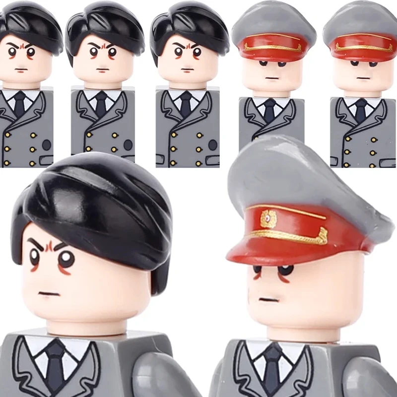 

Фигурки солдат Второй мировой войны, строительные блоки, немецкий офицер, армия, бронированный пехотный воин, оружие, пистолет, аксессуары, кирпичи, игрушка для мальчиков