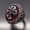 Black Vampire Cross Ring with Embedded Diamonds Vintage Religious Series Cross Ring Jewelry Accessories from Mainland China