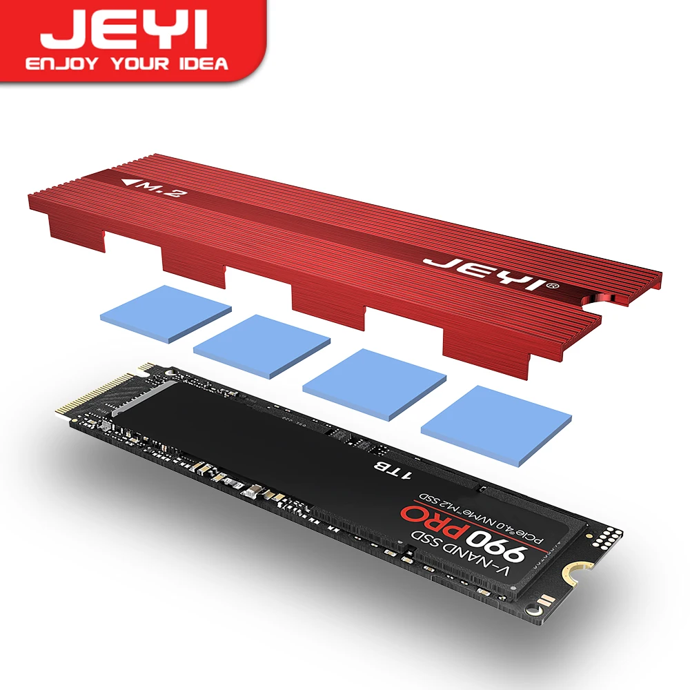 

JEYI M.2 SSD Heatsink 2280 SSD Cooler Aluminum Double-Sided Heat Sink with Thermal Silicone pad for PS5/PC PCIE NVME NGFF M2 SSD