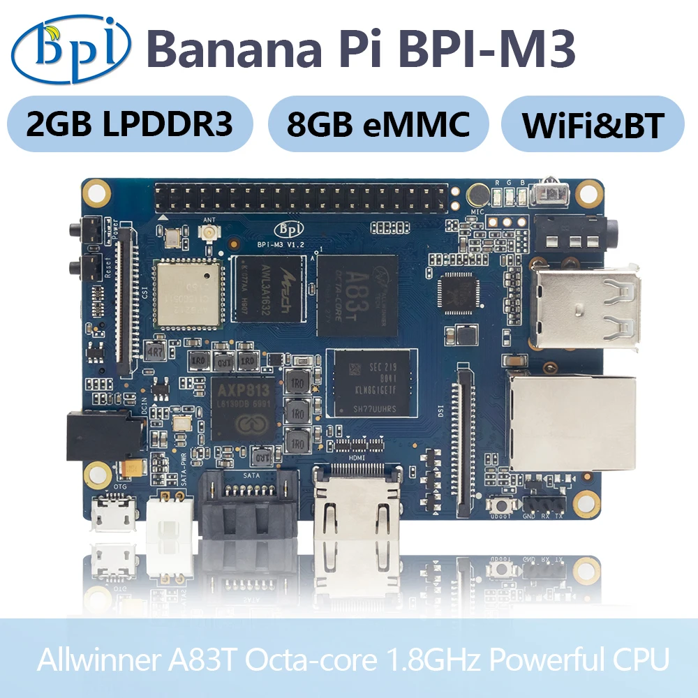 bana-pi-オクタコアプロセッサallwinnera83tbpi-m3-2gb-lpddr38gbemmclinux-raspberry-pisbcシングルボードコンピューター