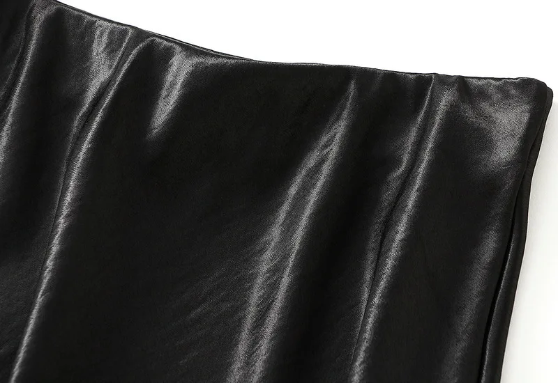 New In Summer Lace Patchwork Satin Long Skirt For Women 2026 Elegant Fashion High Waist A-line Black Skirts