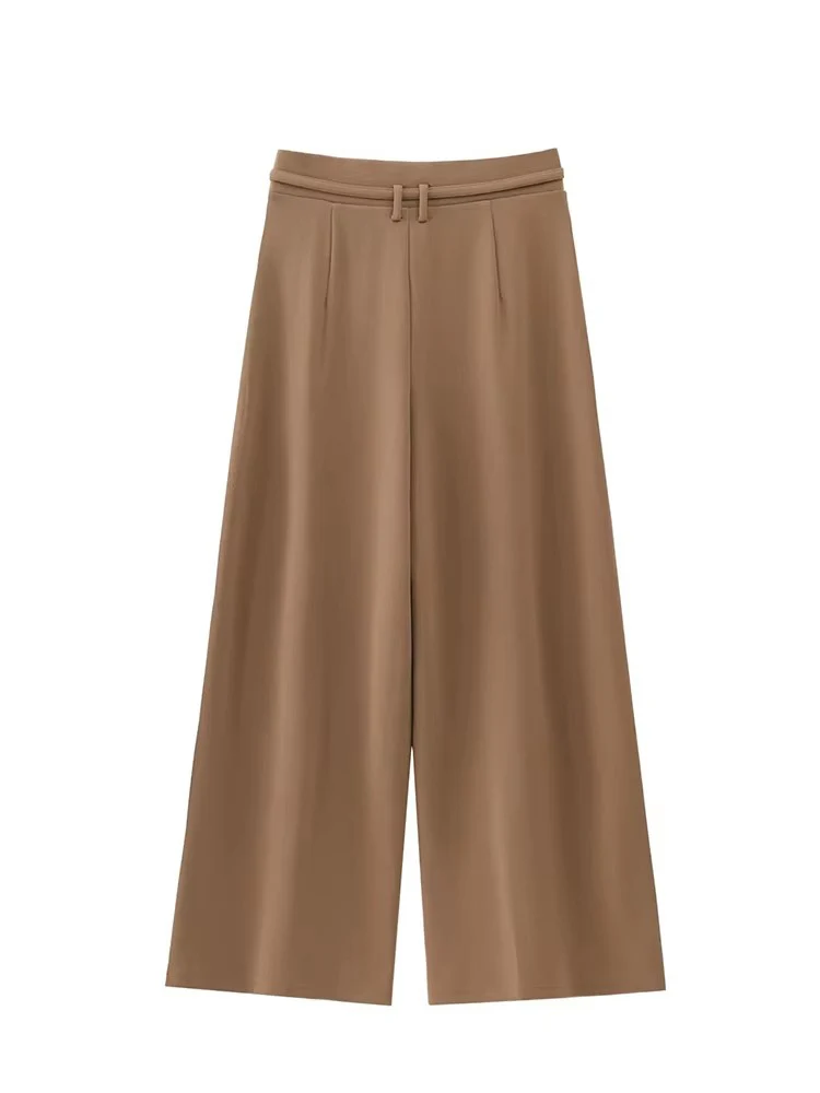 TFMLN 2025 Spring New Women Pants Vintage Casual Female Wide leg Pants Temperament Fashion Simple Pant