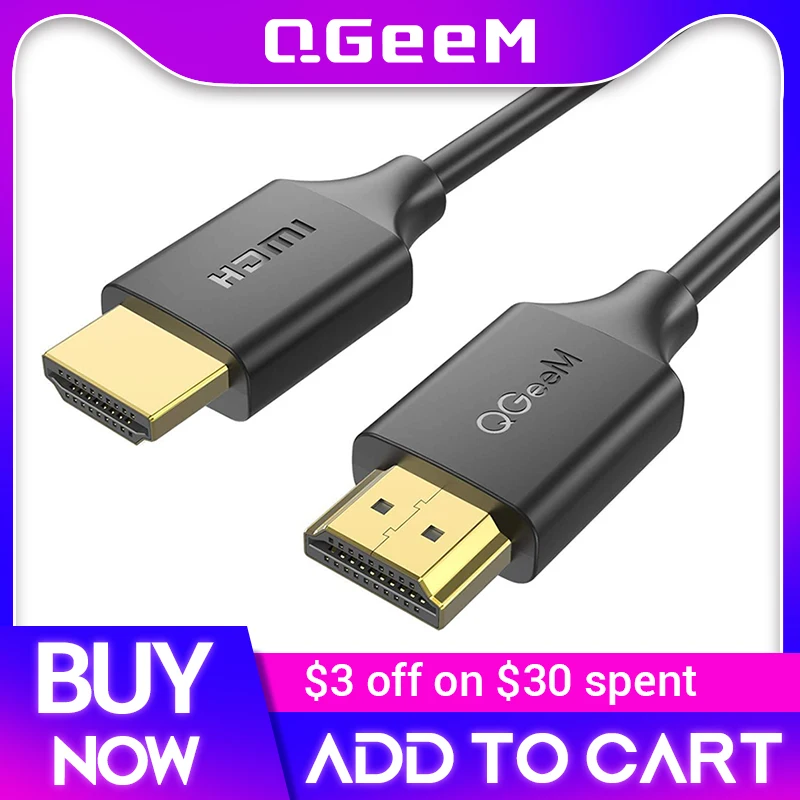 QGeeM 4K HDMI Cable HDMI 2.0 Adapter for Xiaomi Xbox Serries X PS5 PS4 TV Box Chromebook Laptops Splitter Digital Wire Cord