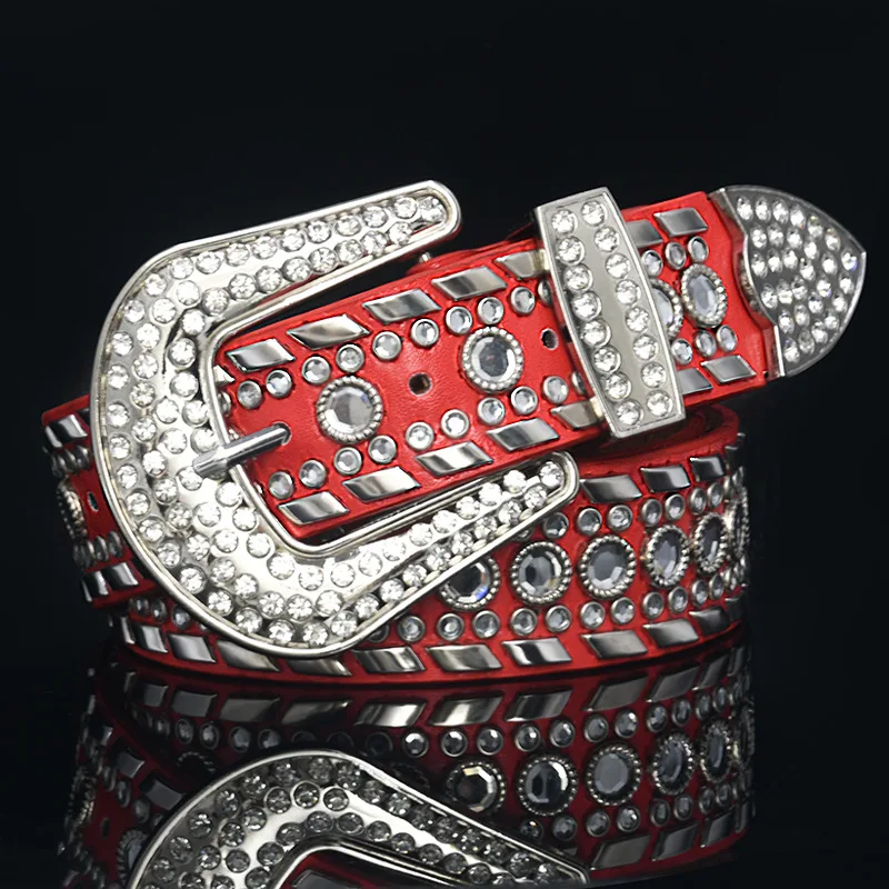 

High Quality PUnk Rivet Studded Women Casual Belts Metal Buckle Adjustable PU Waist Belt Full Rhinestone Gem Street Belt Corset