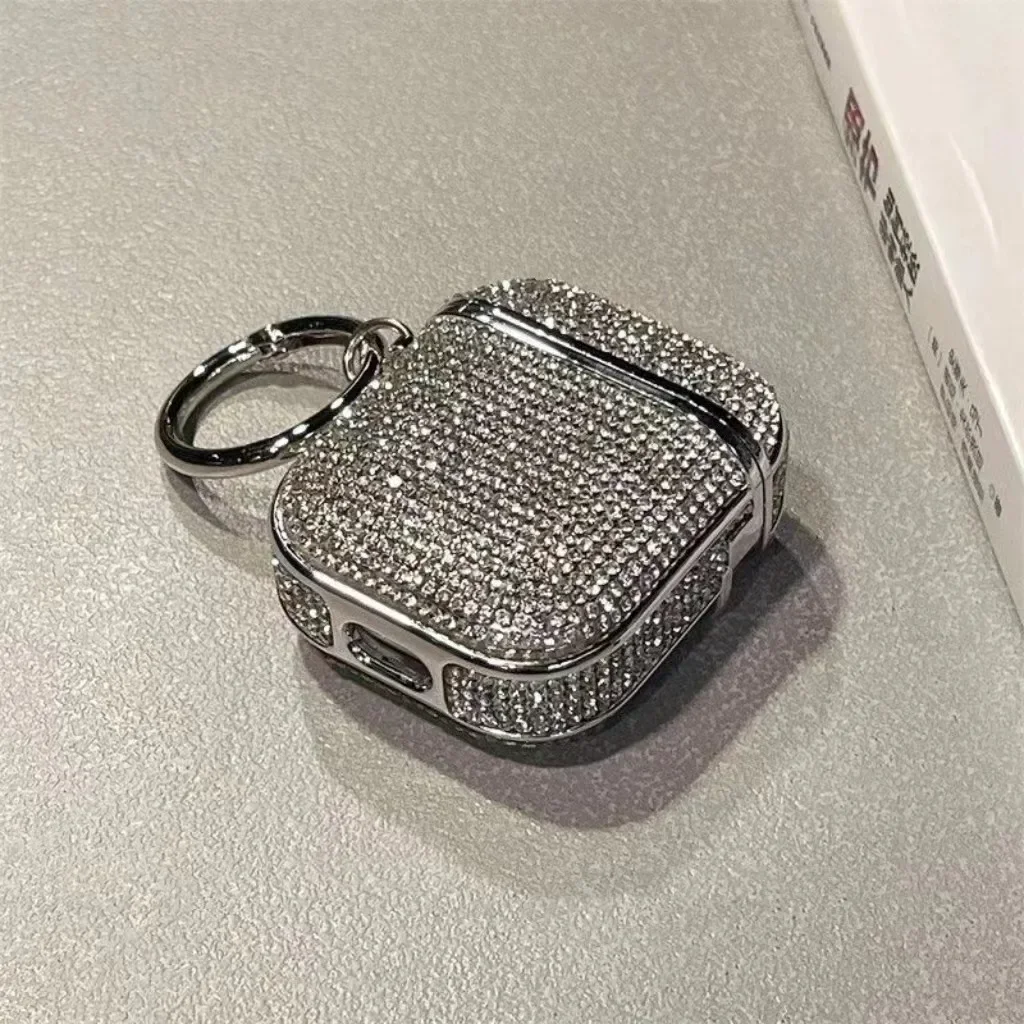 Sparkling Rhinestone Bling Hard Plastic Earphone Case with Hook - Elegant Gift