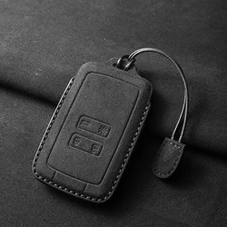 Premium Leather Car Key Cover - Smart Remote Fob Case (GRAY)