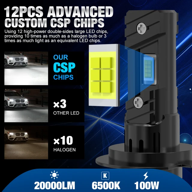 XSTORM 2PCS H7 LED Headlight Bulb 100W 20000LM CPS LED Canbus Auto Lamps 6500K LED Lights Bulb For Car 12V Truck Headlight 2