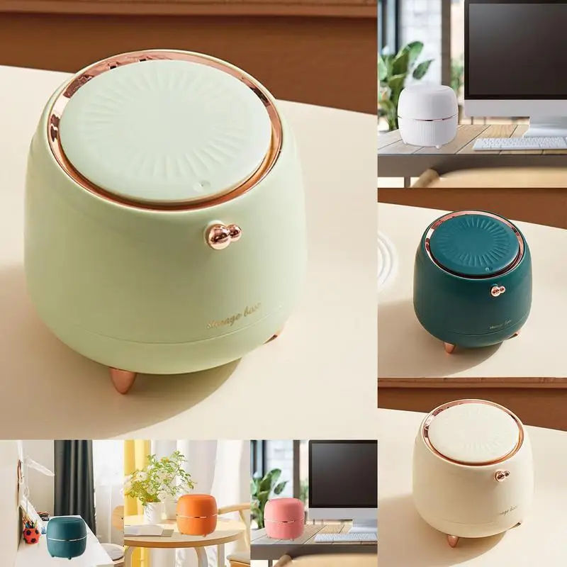 

Mini Trash Can With Lid Household Garbage Can Clean Work space Storage Box Home Desk Tiny Waste Basket For Kitchen Bedroom