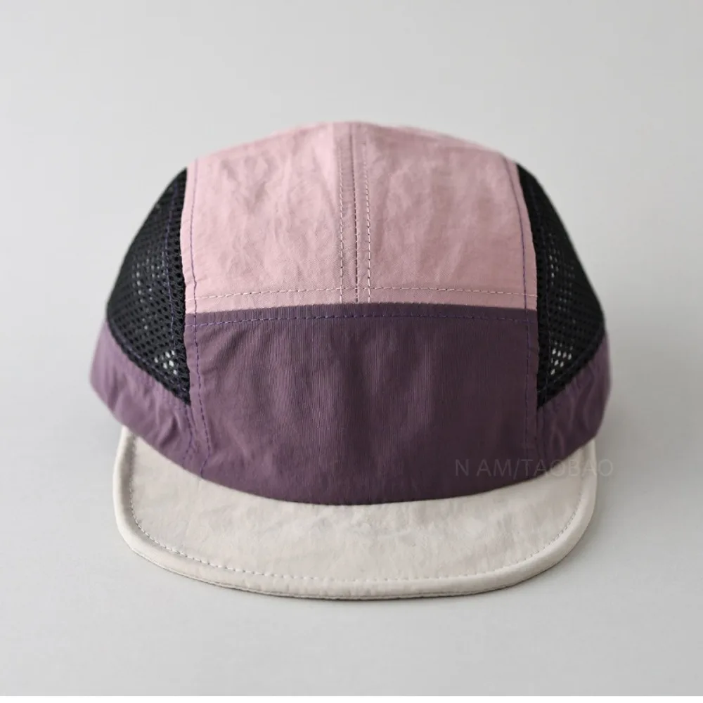 Versatile Retro Mesh Baseball Cap Quick Drying 5 Panel Sun Visor Cap Adjustable Breathable UV Protection Unisex