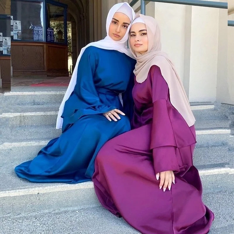 2023 Ramadan Abaya Femme Islam Abayat  Abayas for Women Dubai Turkey Muslim  Kaftan Solid Color Eid Long Dress Modal Cotton