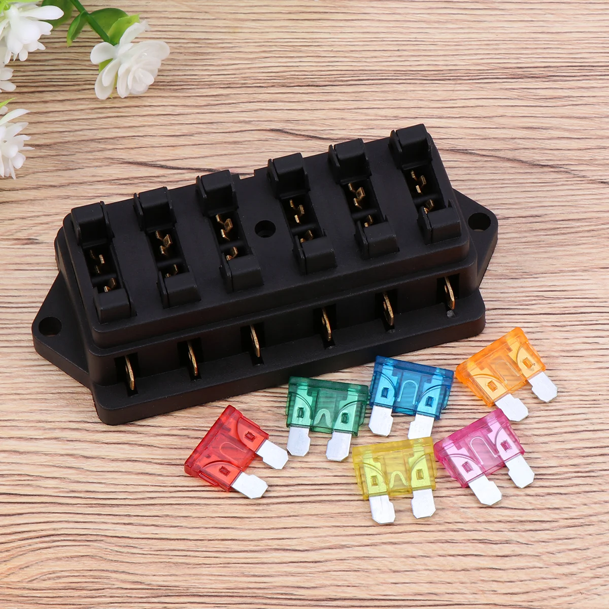 

6-Way Illuminated Fuse Box Holder Block with for Automotive Boat Marine Car Mount Van