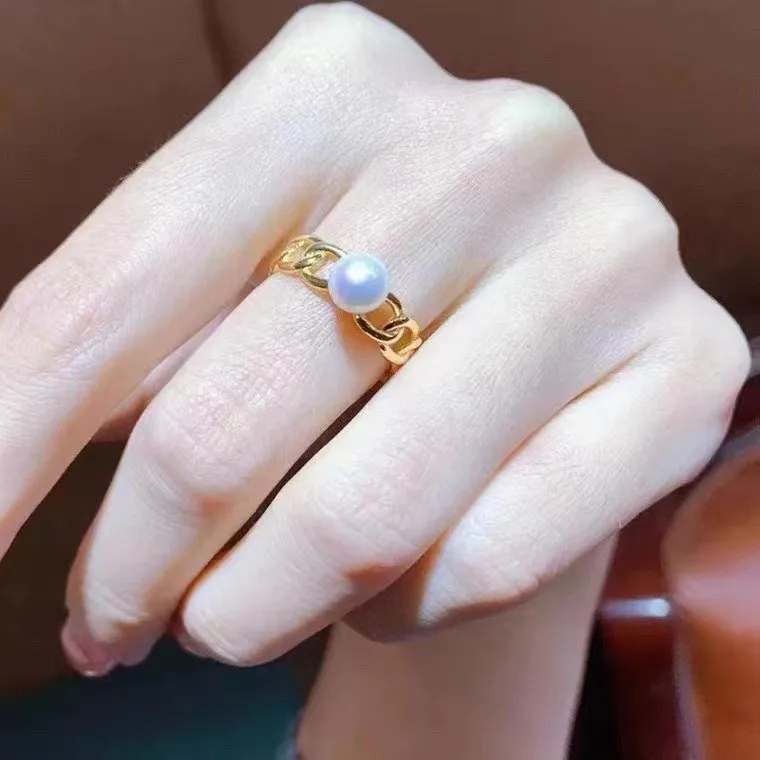 Nuovo Arrivo Perla D'Acqua Dolce Naturale Fashion Twist Design 14K Gold Filled Ladies Party Ring Jewelry Per I Regali Delle Donne