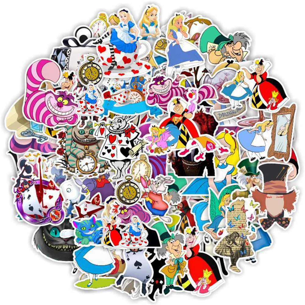 10/35/70pcs Disney Movie Alice In Wonderland Stickers Cute Girls Cartoon Sticker Notebook Suitcase Laptop Car Waterproof Kids De