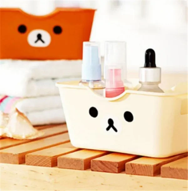 Description Picture 3 of item1PC Portable Mini Storage Baskets Desktop Sundries Organizer Laundry Basket Plastic Cosmetic Makeup Sorting Basket with Handle