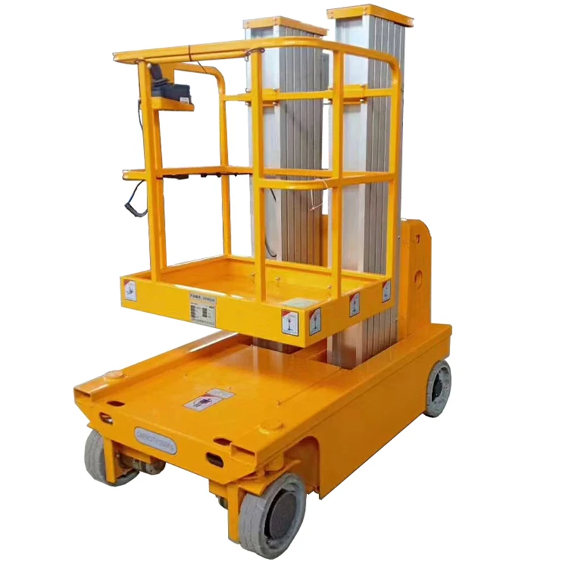 

Aluminum Alloy Double Masts Aerial Work Lifting Platform Self Propelled Vertical Lift For Sale