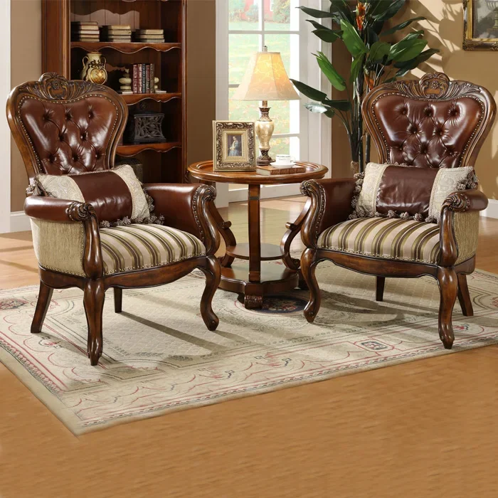 

American style solid wood genuine leather tiger chair