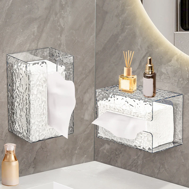 Multipurpose Tissue Box Transparent Rectangular Tissue Storage Box Bathroom Wall Mounted Toilet Paper Case Desktop Napkin paper towel holder toilet paper holder toilet paper rack toilet roll holder tissue holder