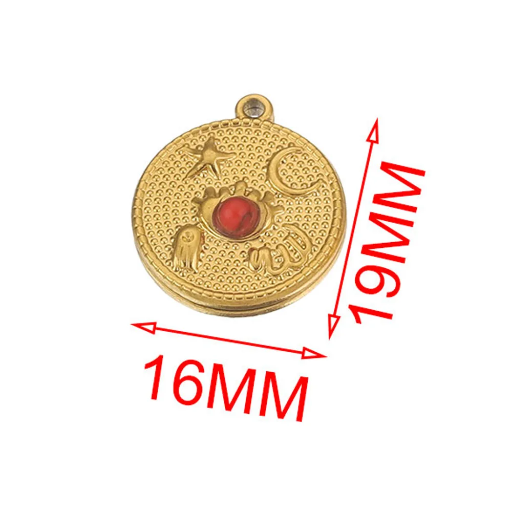 Stainless Steel Natural Stone Round Moon Star Pendant DIY Necklace Earrings Jewelry Accessories 5