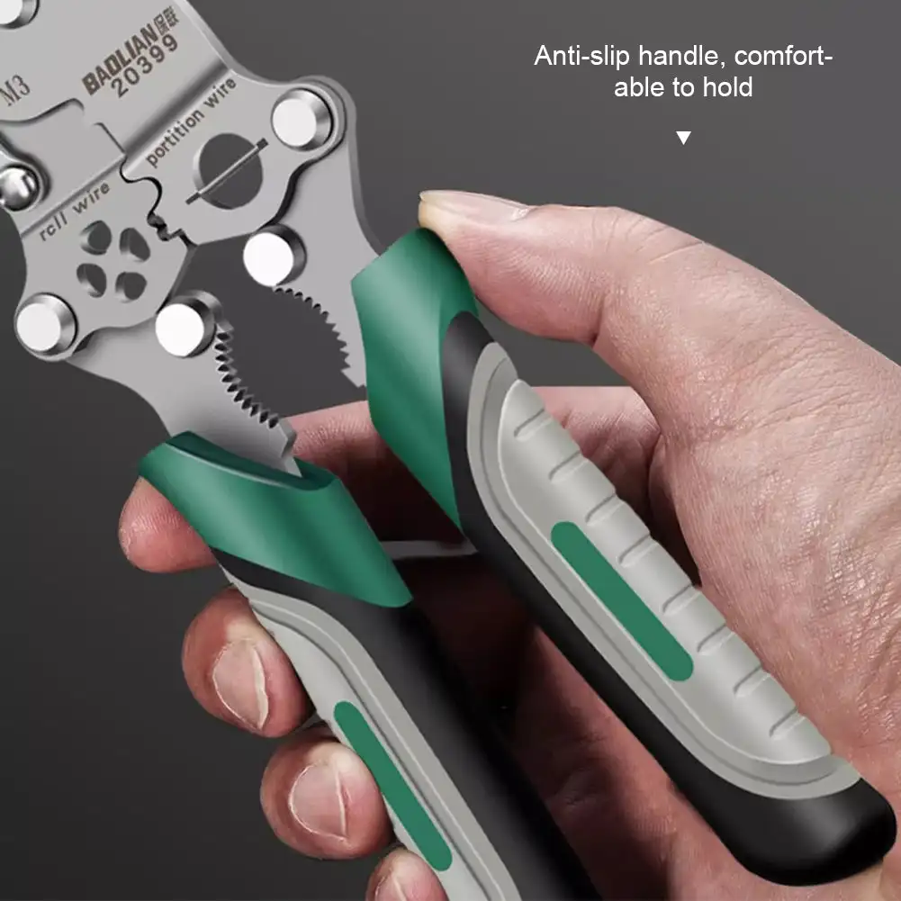 Wire Stripping Pliers Multi-Function Electrician Tool with Crimping Cutting and Wrench Features Foldable Design for Easy Storage