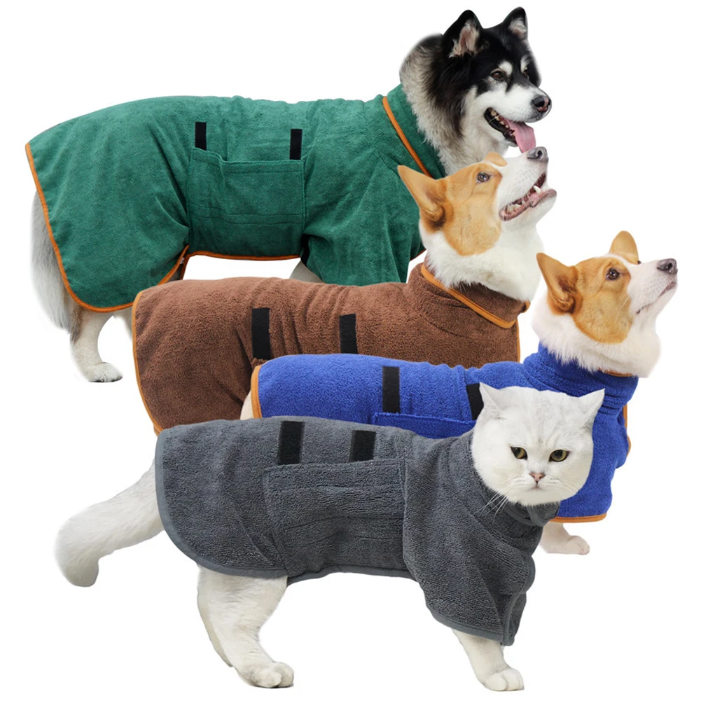 Dog Bathrobe Absorbent Pet Quick Drying Bath Towel Large Small Dogs Cats Clean Absorbent Bathrobe Full Body Wrap pet bath towel