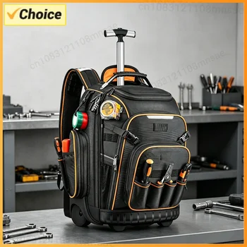 Zaino Portautensili con Porta di Ricarica USB, Organizer per Attrezzi, Base Impermeabile, Borsa con Ruote per Elettricisti, Meccanici e Operai Edili
