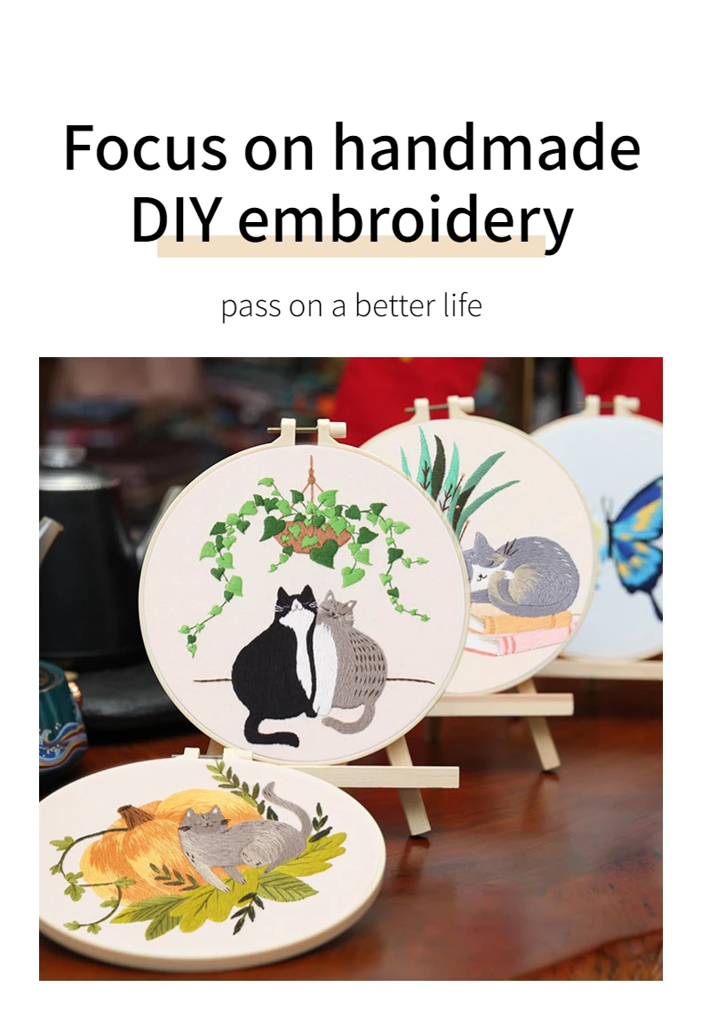 Description Picture 6 of item2024 New Embroidery DIY Kit Material Package Kit Cat Pattern Cross Stitch Table Painting Handmade Embroidery Easy For Beginners