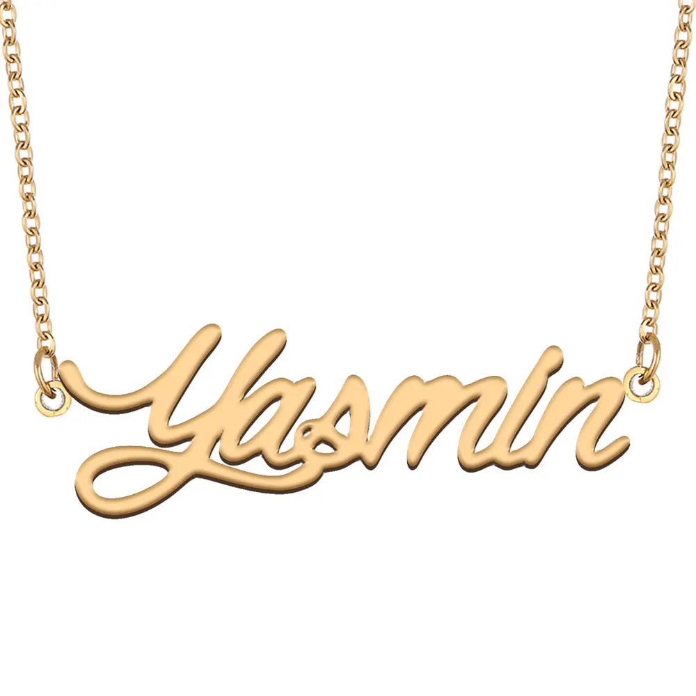 

Yasmin Name Necklace Nameplate Pendant for Women Jewelry Stainless Steel Gold Color Femme Christmas Gift