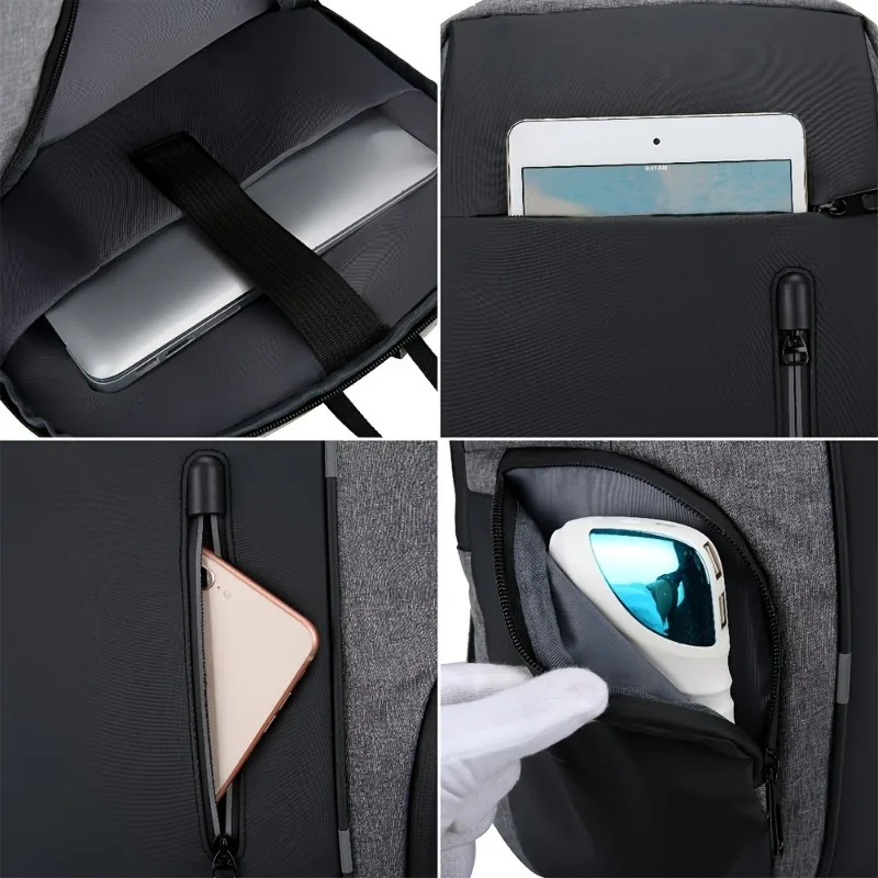 Gray and Black Backpack Male Business Multi-function Computer Backpack USB Charging Storage Business Bag Anti-theft Backpack