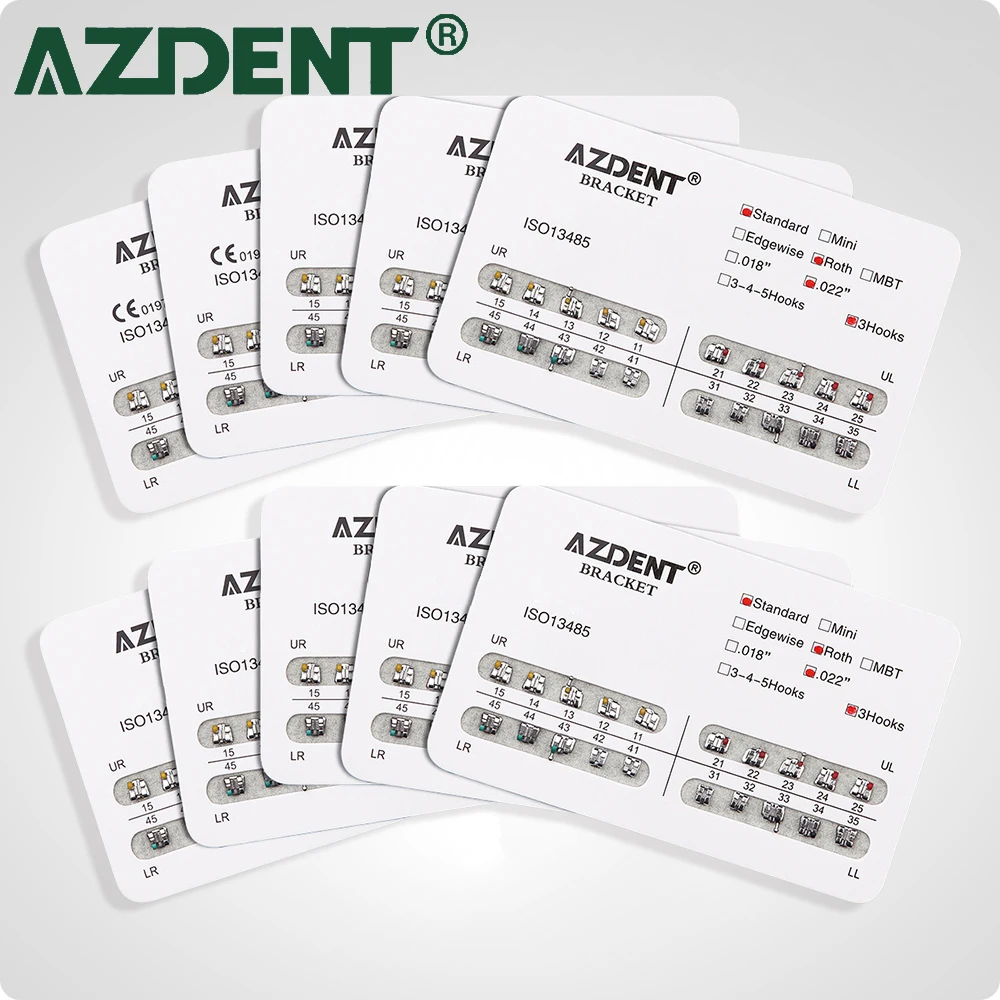 เครื่องมือจัดฟัน Azdent 10แพ็คมาตรฐานเครื่องมือจัดฟัน/MBT.022/018เครื่องมือจัดฟันทันตแพทย์สำหรับจัดฟัน 1