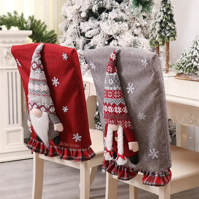 Christmas Gnome Chair Cover Merry Christmas Decorations For Home