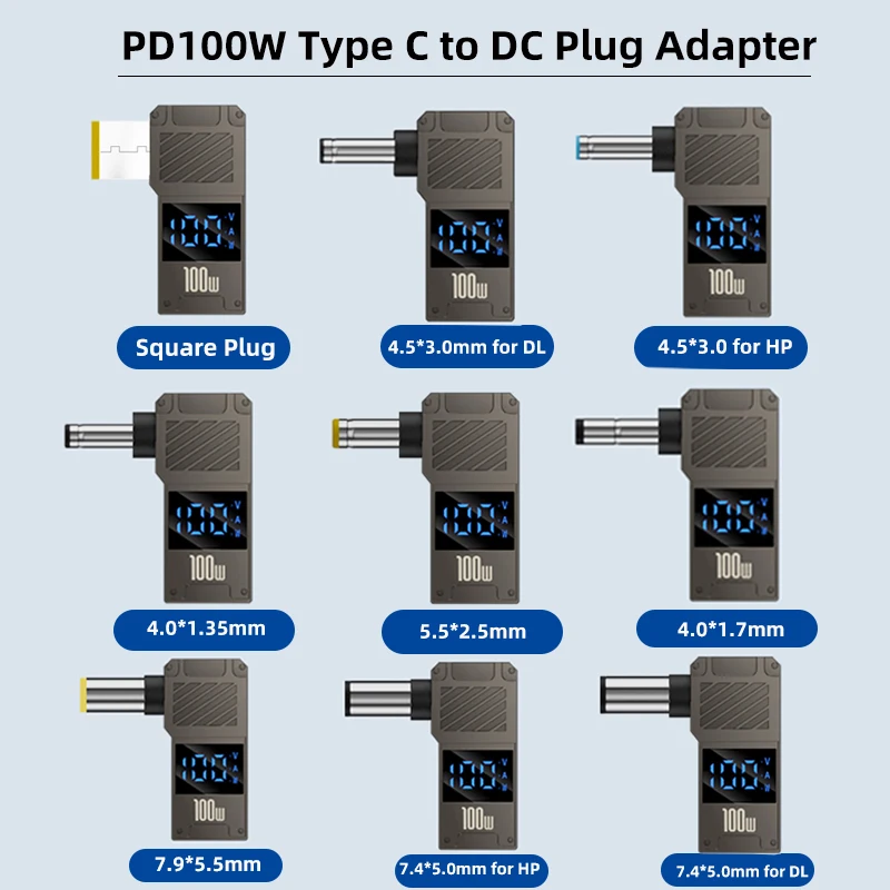 100W USB Type C Fast Charging Adapter Plug Connector Universal USB C to DC Laptop Charger Converter Lenovo Dell Asus Hp Acer