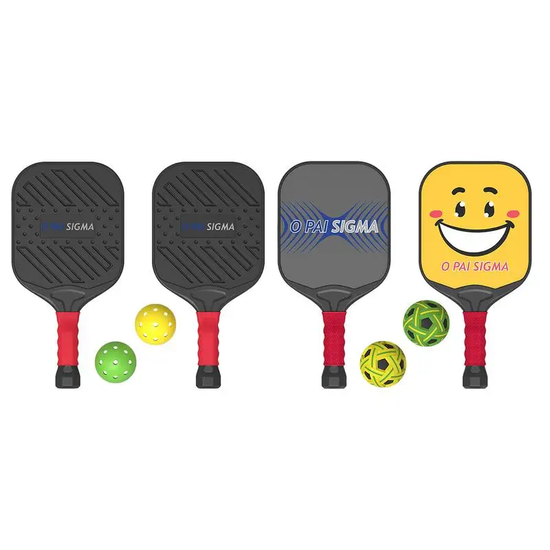 

Pickle Ball Rackets 2pcs Portable Widened Pickelball Paddle Set Lightweight Fiberglass Surface Sports Ball Rackets With