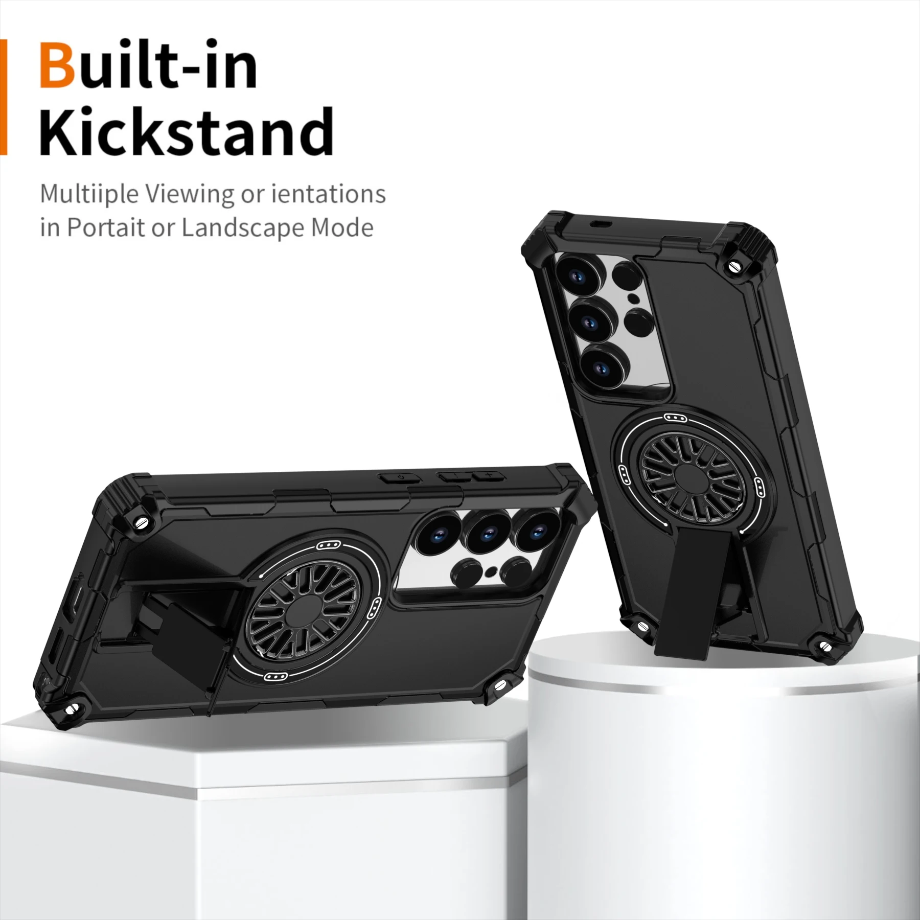 Military-Grade Magnetic Phone Case with Foldable Bracket and Armor Protection