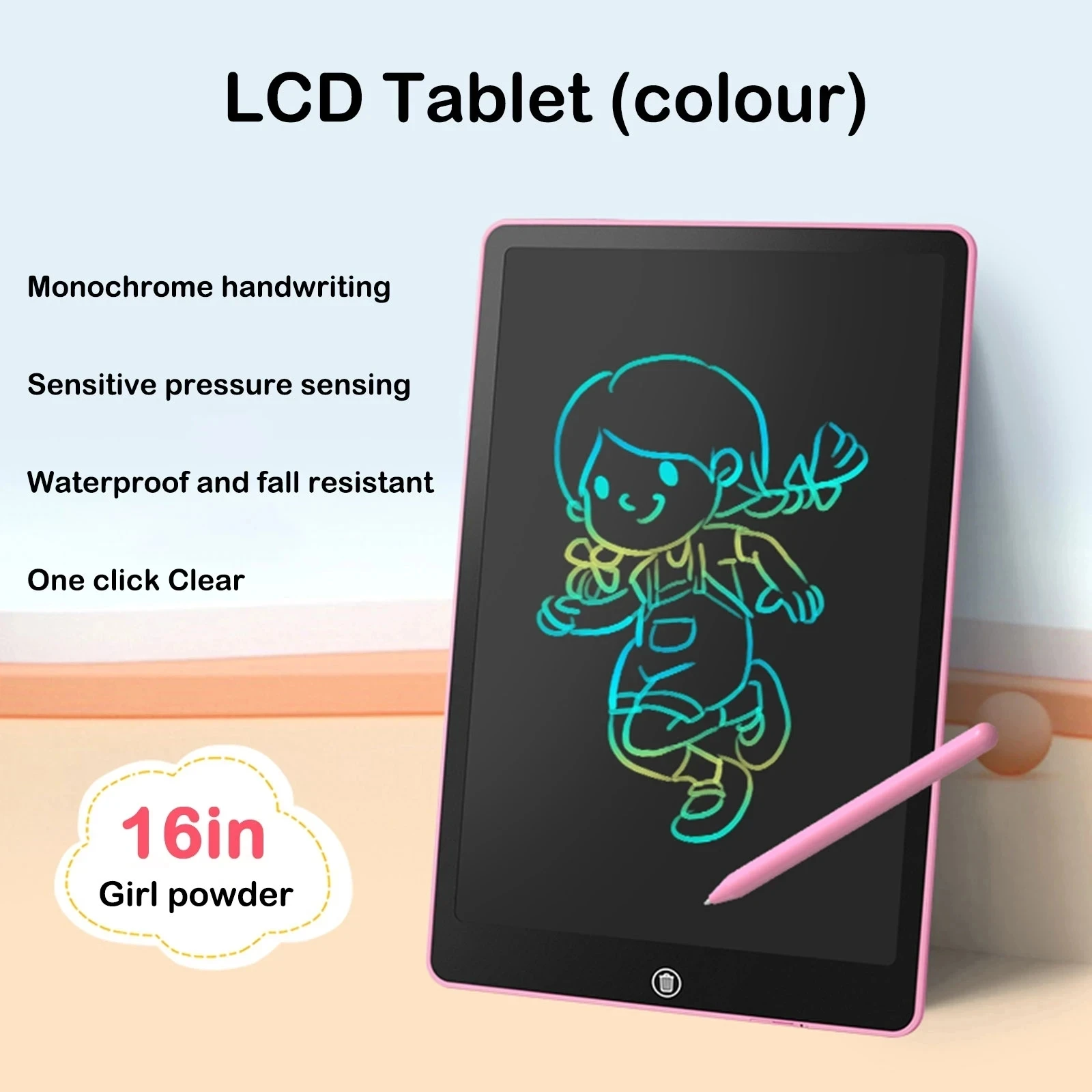 어린이용 매직 칠판, LCD 필기 그래피티 태블릿 장난감, 디지털 노트북, 메시지 보드, 쓰기 패드, 어린이 선물, 16 인치