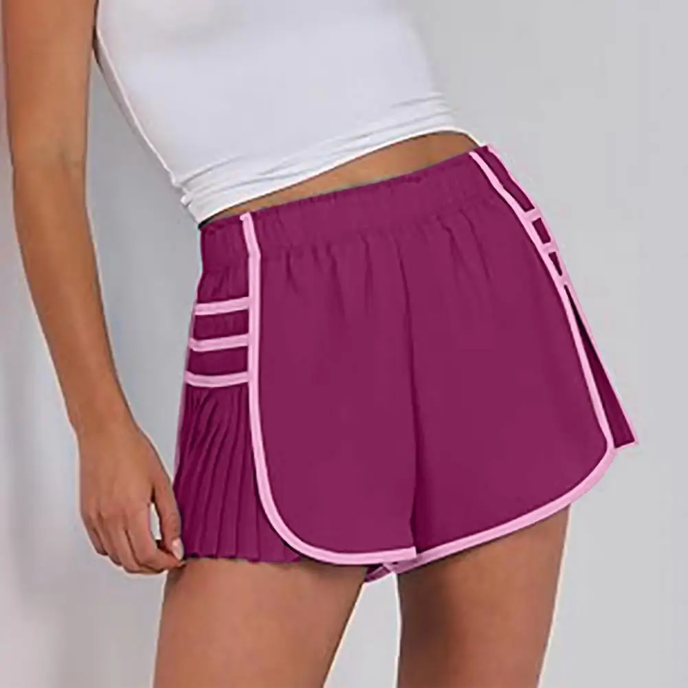 

Flowy Shorts with Built-in Briefs Stylish Women's High Waist Sports Shorts for Yoga Running Tennis Elastic Waistband Quick Dry