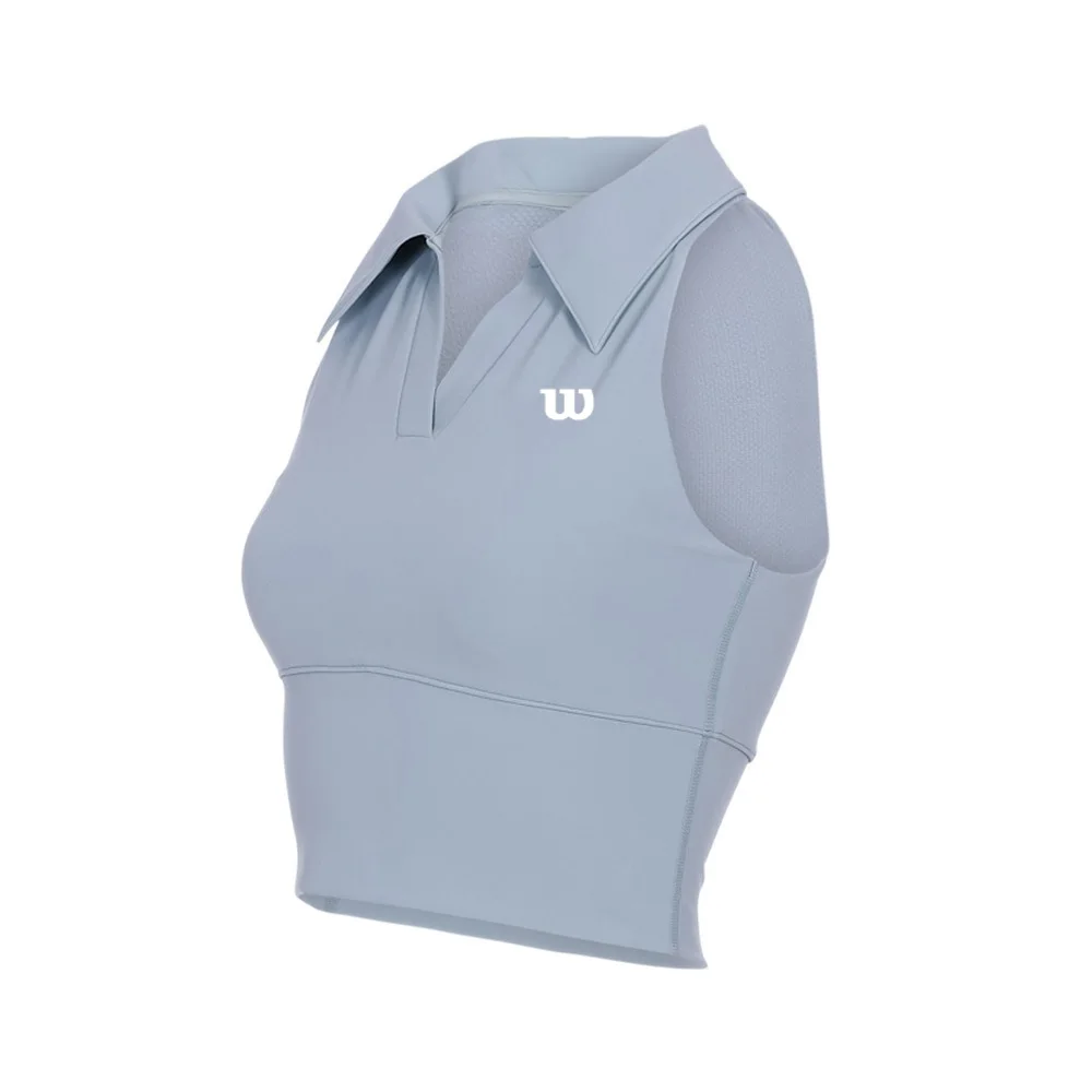 WILSON New Tennis Vest Women's Sports Casual Breathable Quick-Drying Sleeveless Lapel Short Top T-Shirt