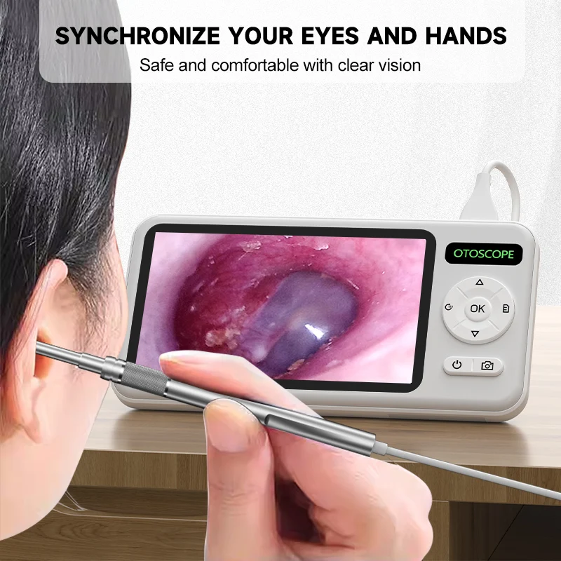 5 Inch Screen Digital Otoscope Camera HD1080P 3.9MM Ear Picker 6 LEDs Ear Wax Removal Tool Ear Cleaning Stick For Child Adults 2