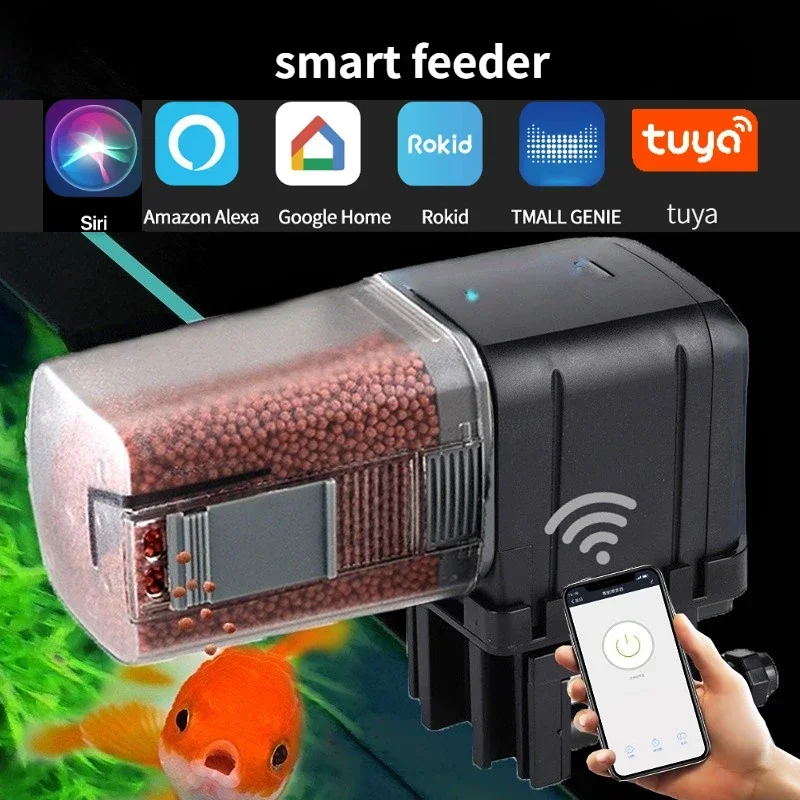 

Speech Remote Sound Aquarium Food Fish Timing/wifi Automatic Smart Tank Feeder Control Distributor Phone Wireless