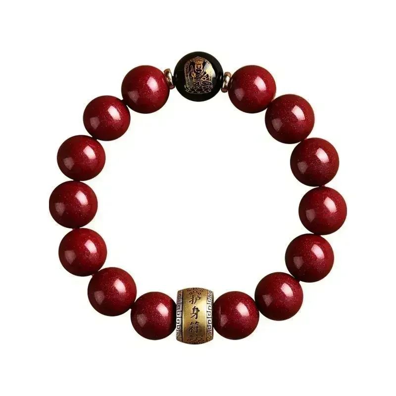 Red Real Cinnabar Bracelet Vintage Designer Beads Bangle Gifts Women Men Amulet Natural Jewelry Charm Gift Carved Bracelet