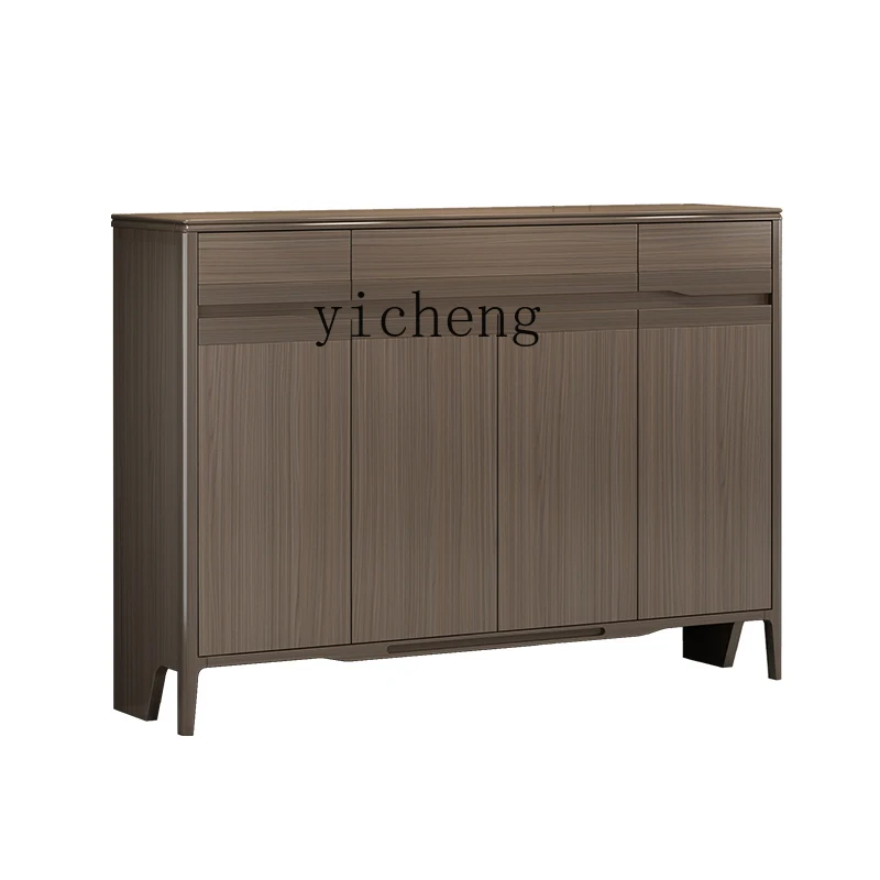 

ZC New Chinese Style Shoe Cabinet Door Household Solid Wood Frame New Balcony Entrance Cabinet